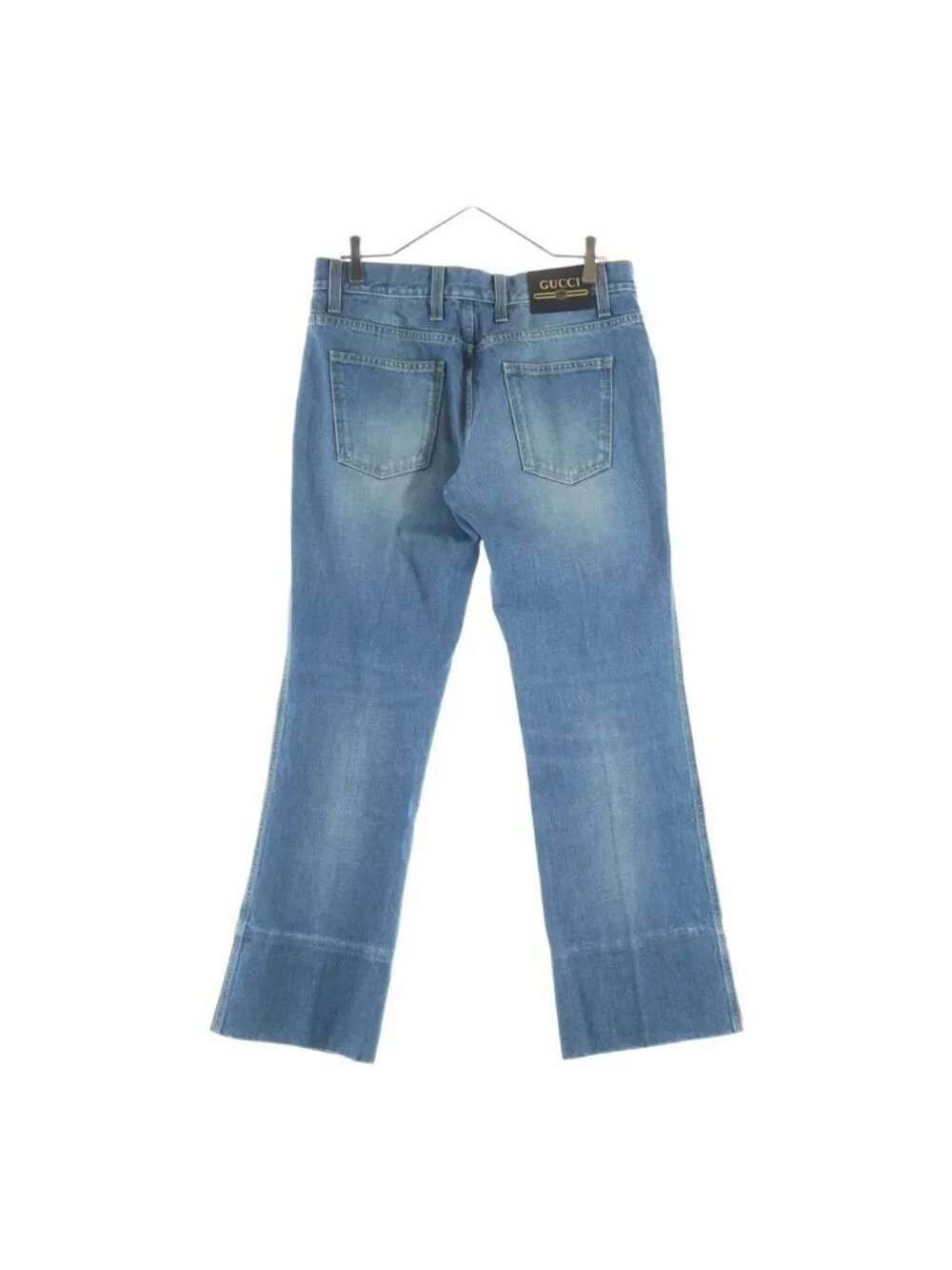 Gucci Logo Patch Washed Flare Denim Pants Blue